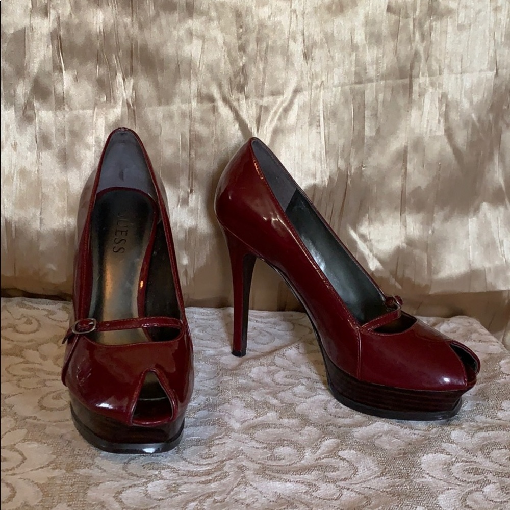 Burgundy platform heel